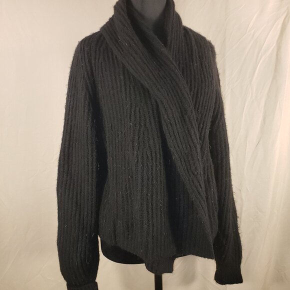 Women's Vince Shawl Neck Open Front Ribbed Knit Cardigan in Black - M - Picture 1 of 6